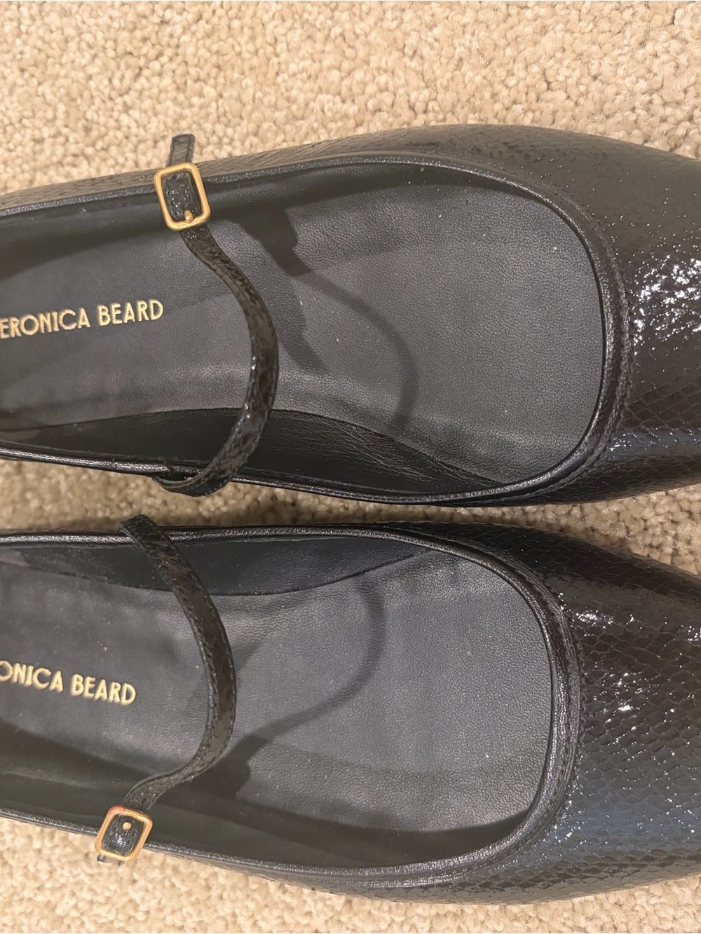 Veronica Beard Black Patent Mary Jane Flats
